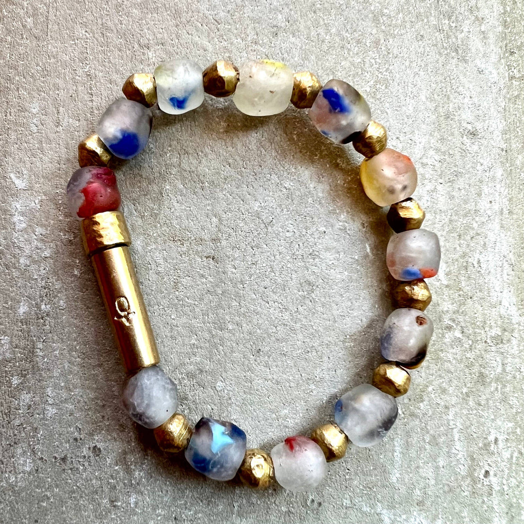 Wishbeads - Recycled Glass Rainbow Shine Bracelet