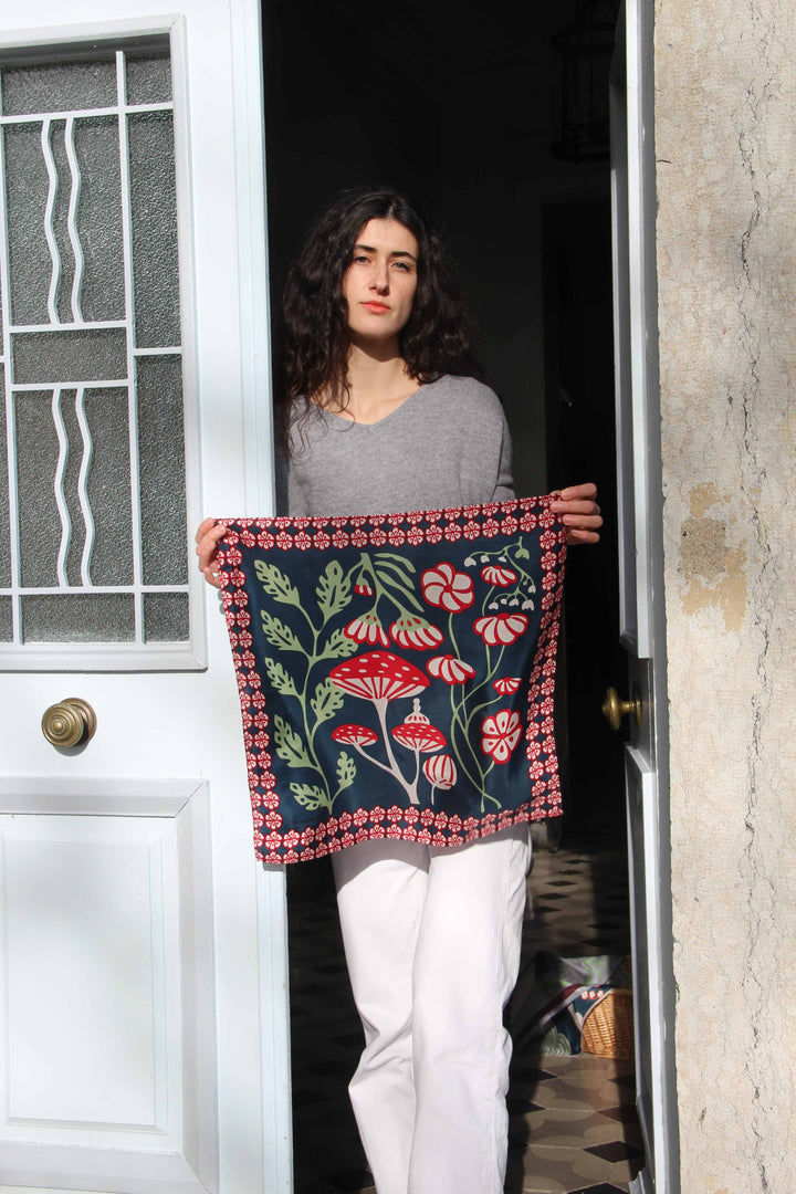 Silk Scarf - Mini Alice Marine Navy