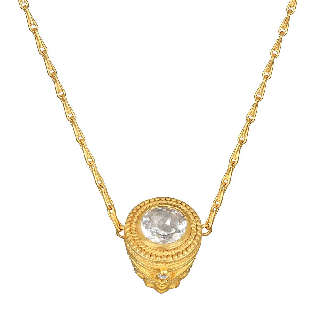 Guiding Spirit Labradorite Lotus Locket Necklace - 18"