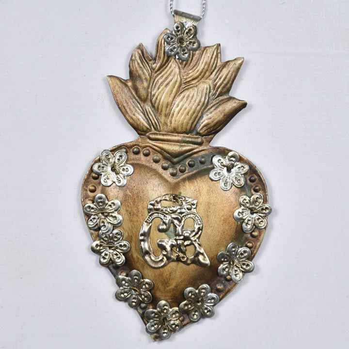 Antique Gold Grace Received Ex-Voto Heart Wall Décor