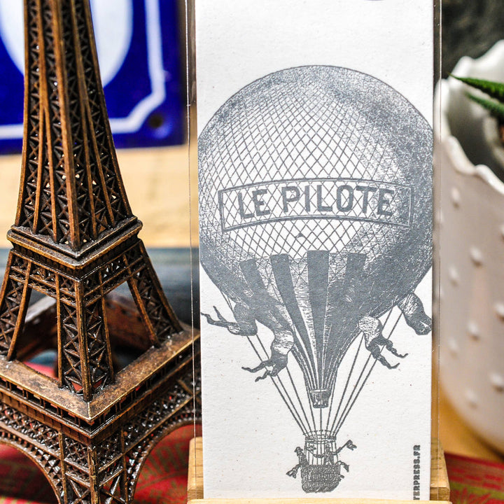 Letterpress Bookmark Hot Air Balloon Bon Voyage