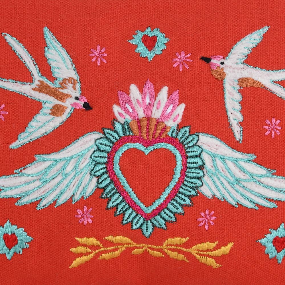 LOVEBIRDS RED POUCH 6x8