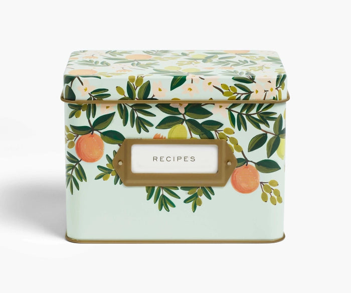 Tin Recipe Box, Citrus Floral