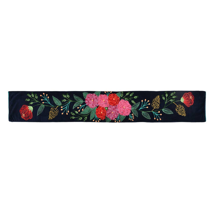 FLORAL NAVY VELVET RUNNER 13x86"