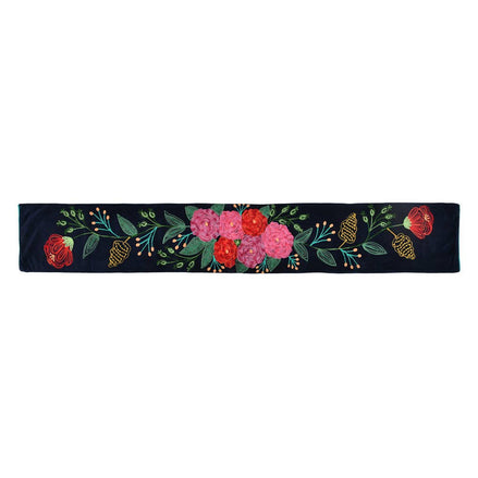 FLORAL NAVY VELVET RUNNER 13x86"
