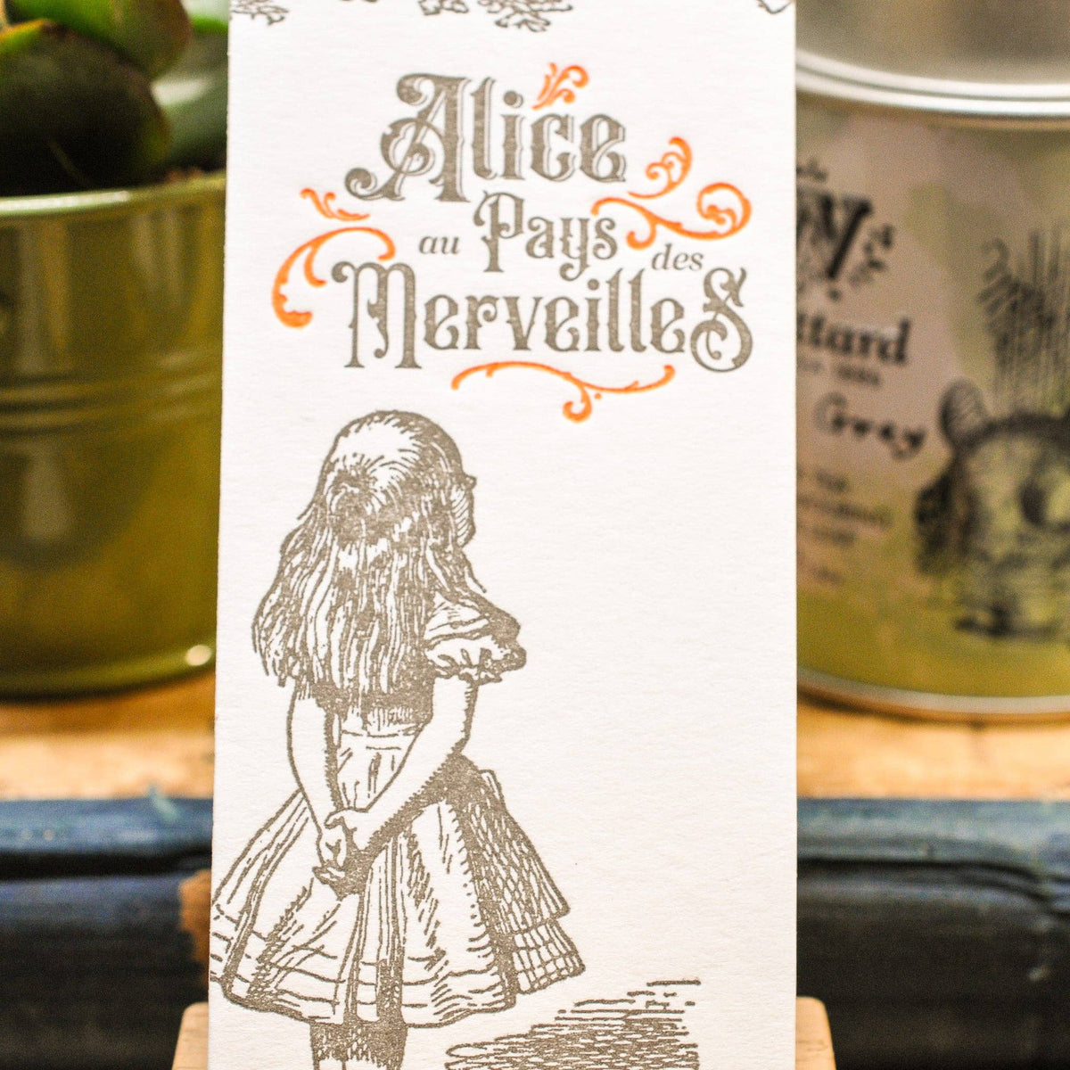 Letterpress Bookmark Cheshire Cat - Alice in Wonderland