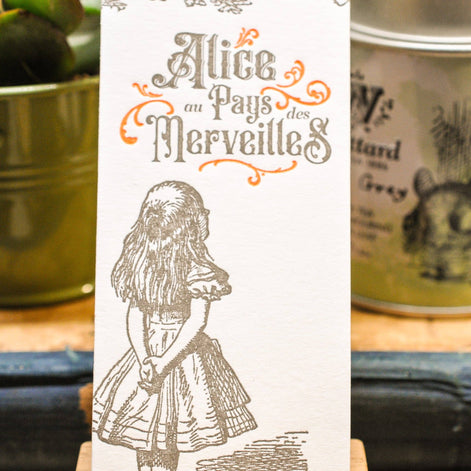 Letterpress Bookmark Cheshire Cat - Alice in Wonderland
