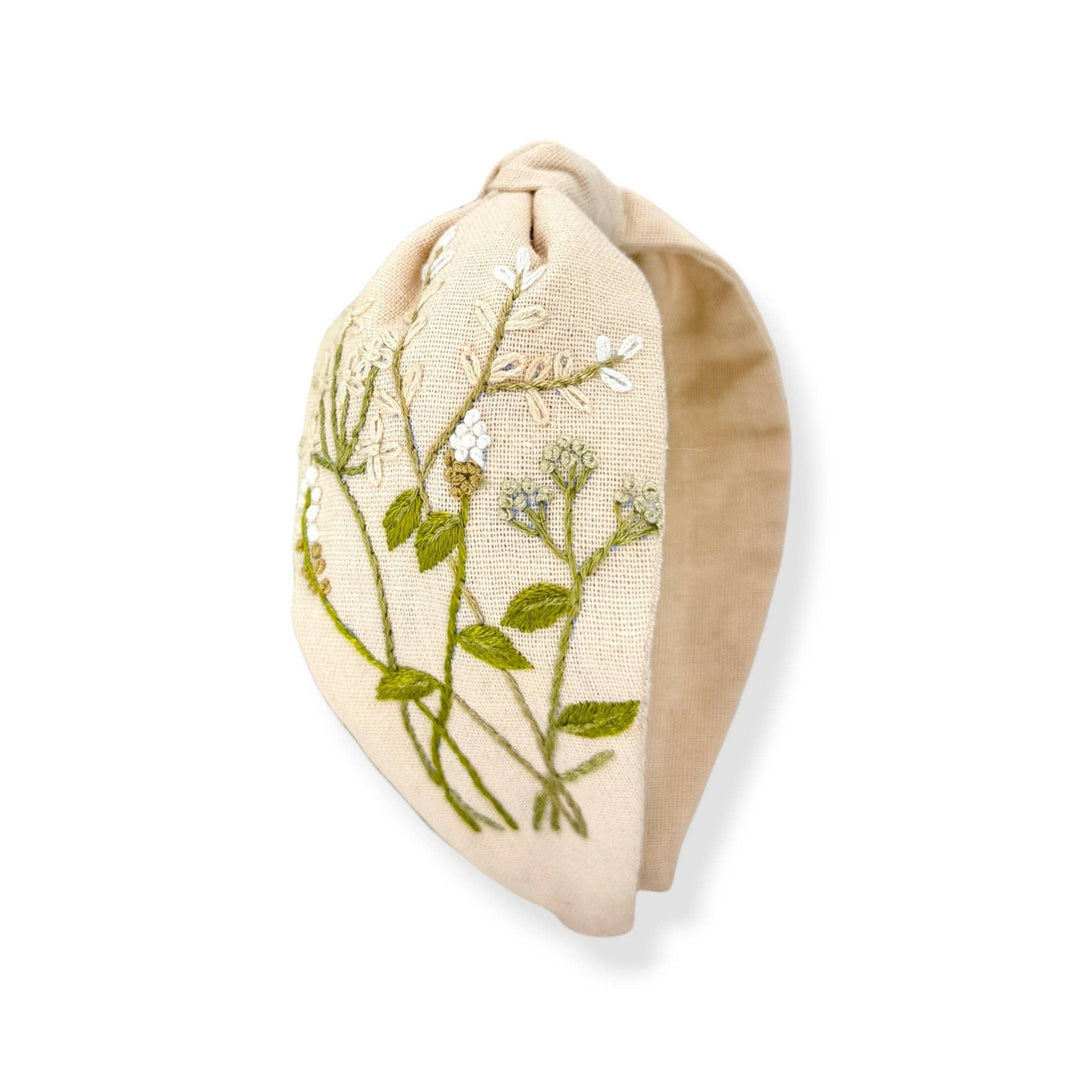Blushing Bloom Hand Embroidered Headband