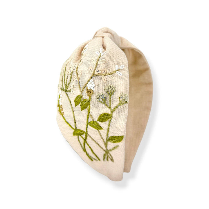 Blushing Bloom Hand Embroidered Headband
