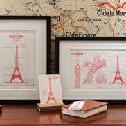 Letterpress Bookmark Eiffel Tower (Paris, red)