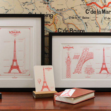 Letterpress Bookmark Eiffel Tower (Paris, red)