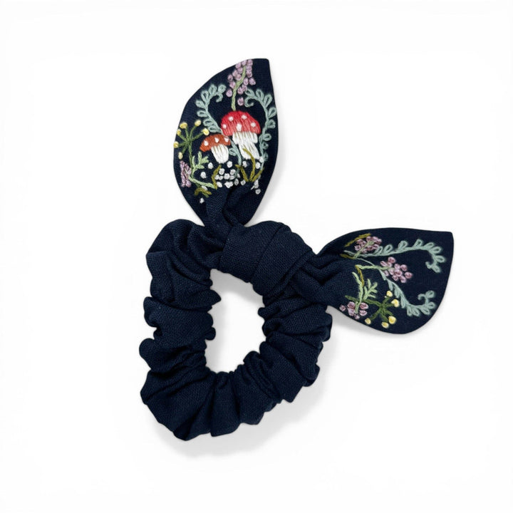 Woodland Mushroom Embroidered Scrunchies