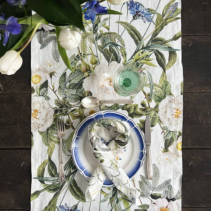 Blue Flower garden Table runner