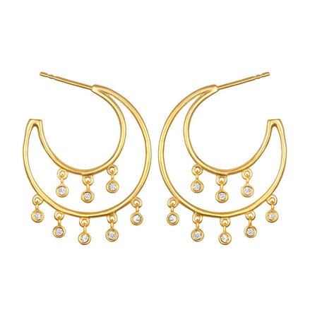 White Topaz Gold Hoops