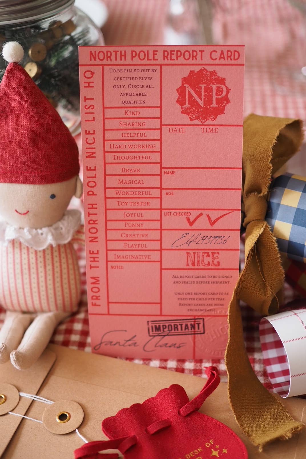 North Pole report cards - nice list