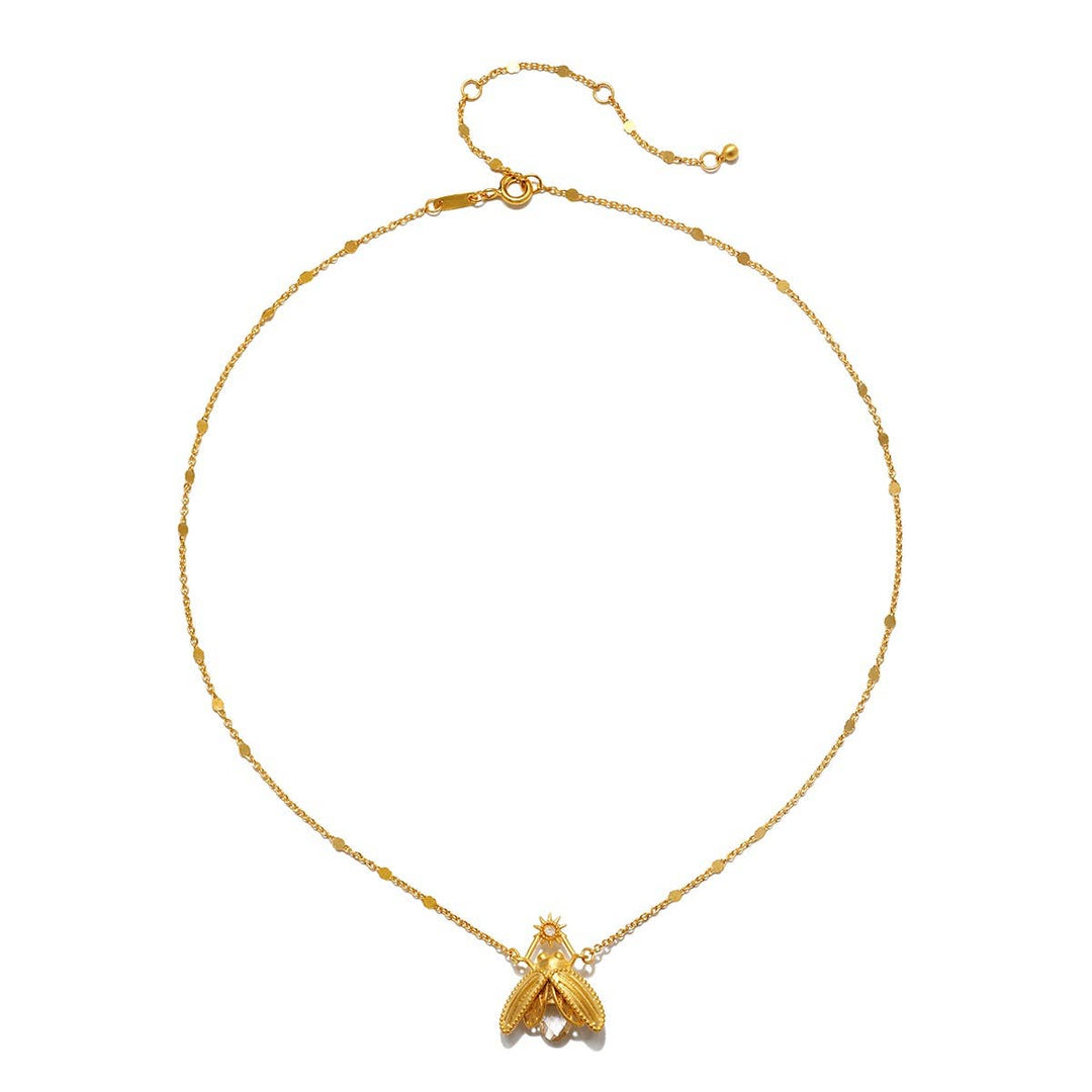 Sacred Light White Topaz Firefly Necklace  16"