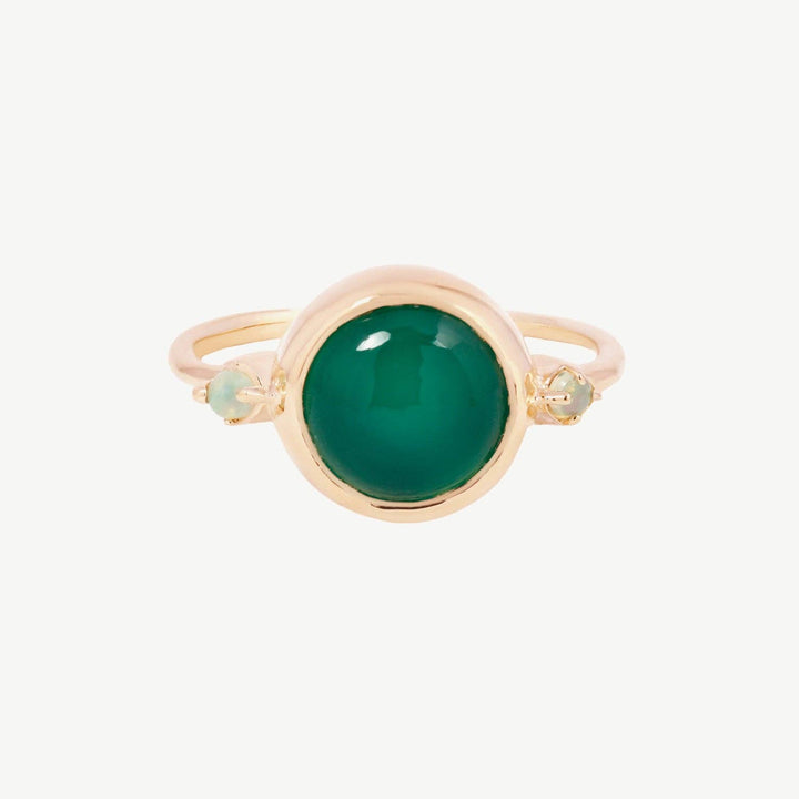 Hidden Star Ring in Green Onyx + Moonstone/Gold
