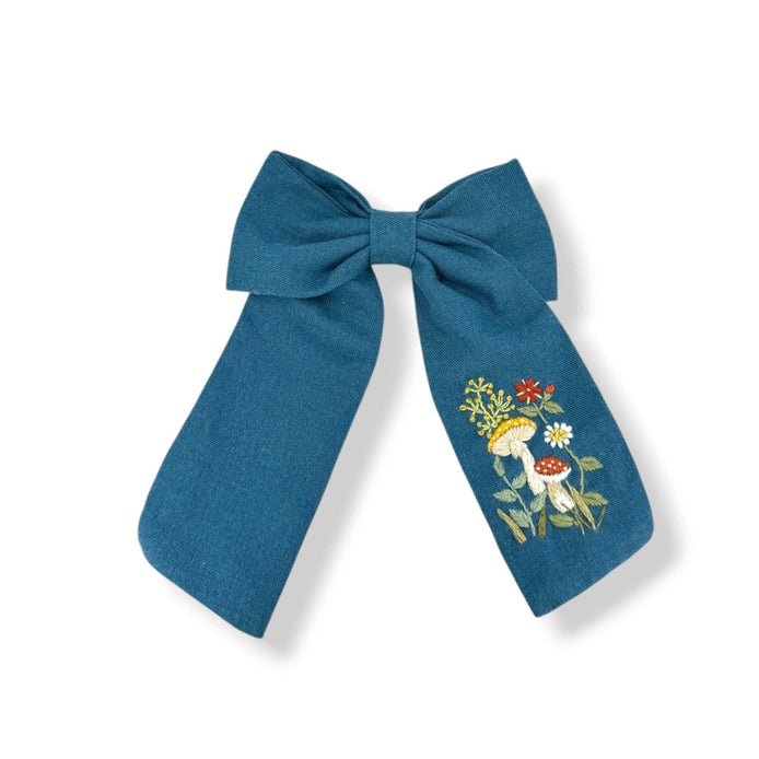 Forest Teal Hand Embroidered Hair Barrette