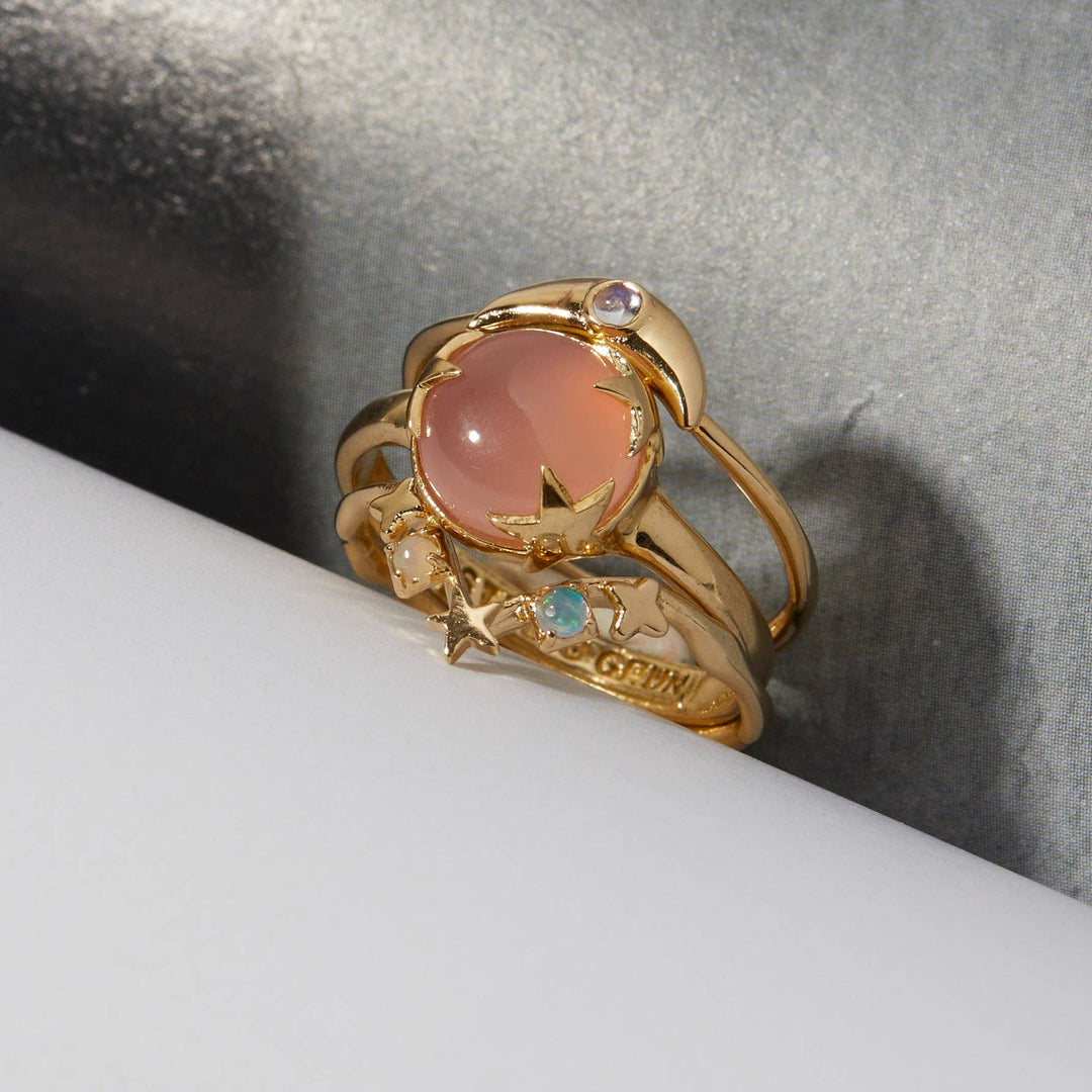 Under The Stars Ring in Pink Chalcedony/Gold