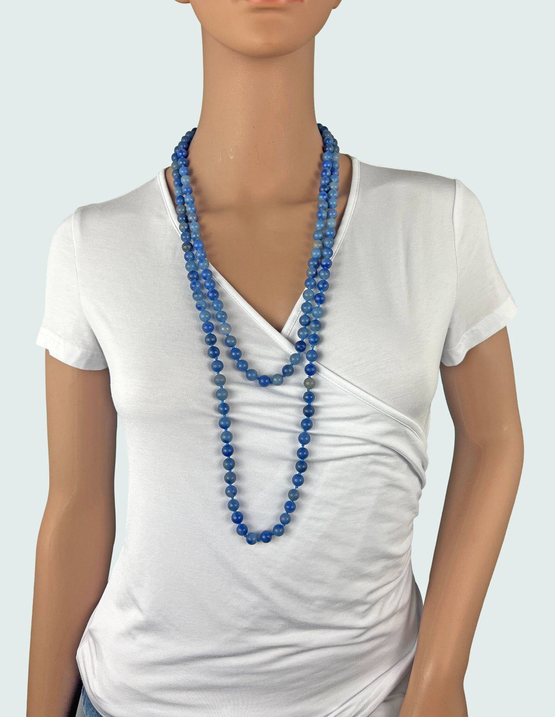 60" 8MM Blue Aventurine Infinity Necklace