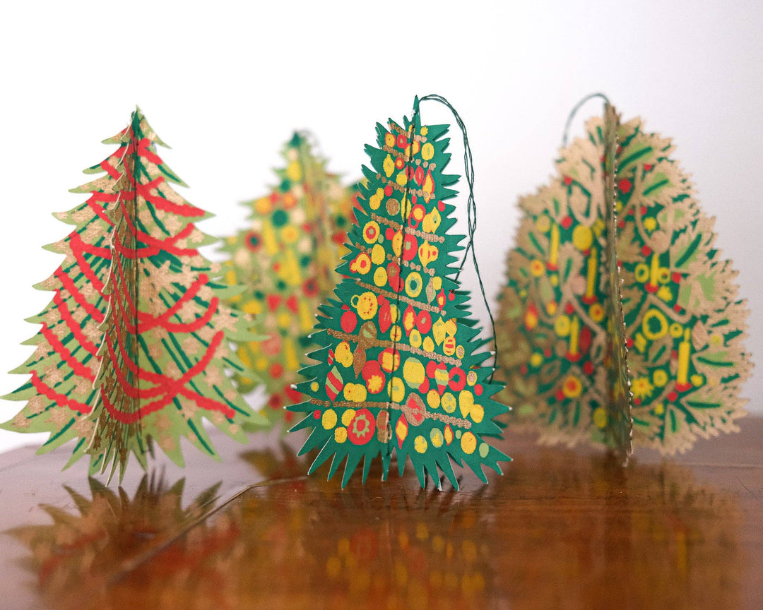 Decorated Trees Paper Ornaments