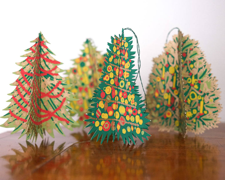 Decorated Trees Paper Ornaments