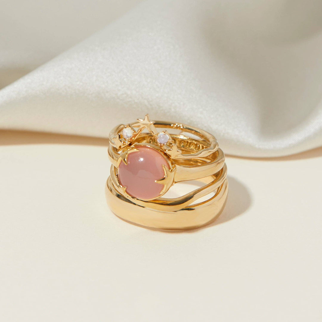 Under The Stars Ring in Pink Chalcedony/Gold