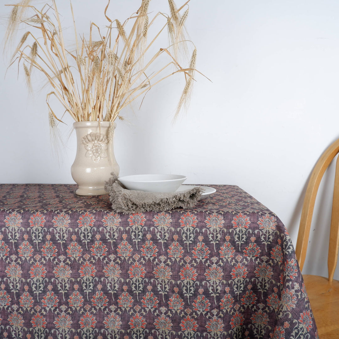 Linen Block Print Tablecloth