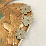 Antique Gold Dove Ex-Voto Heart Wall Décor