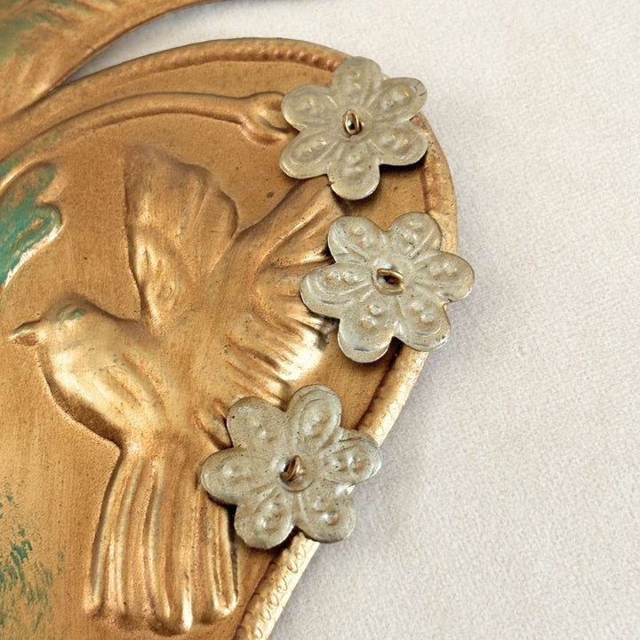 Antique Gold Dove Ex-Voto Heart Wall Décor