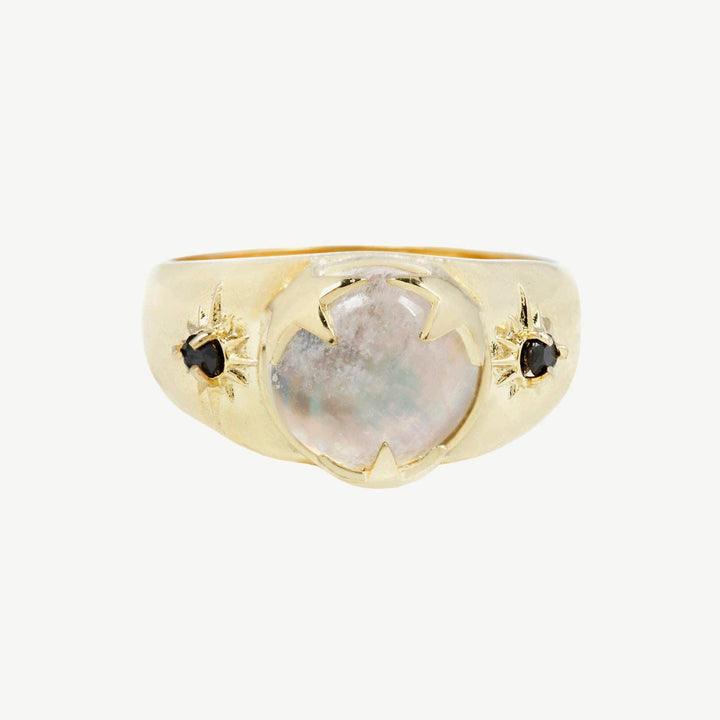 Luna Signet in Moonstone/Black Spinel/Gold