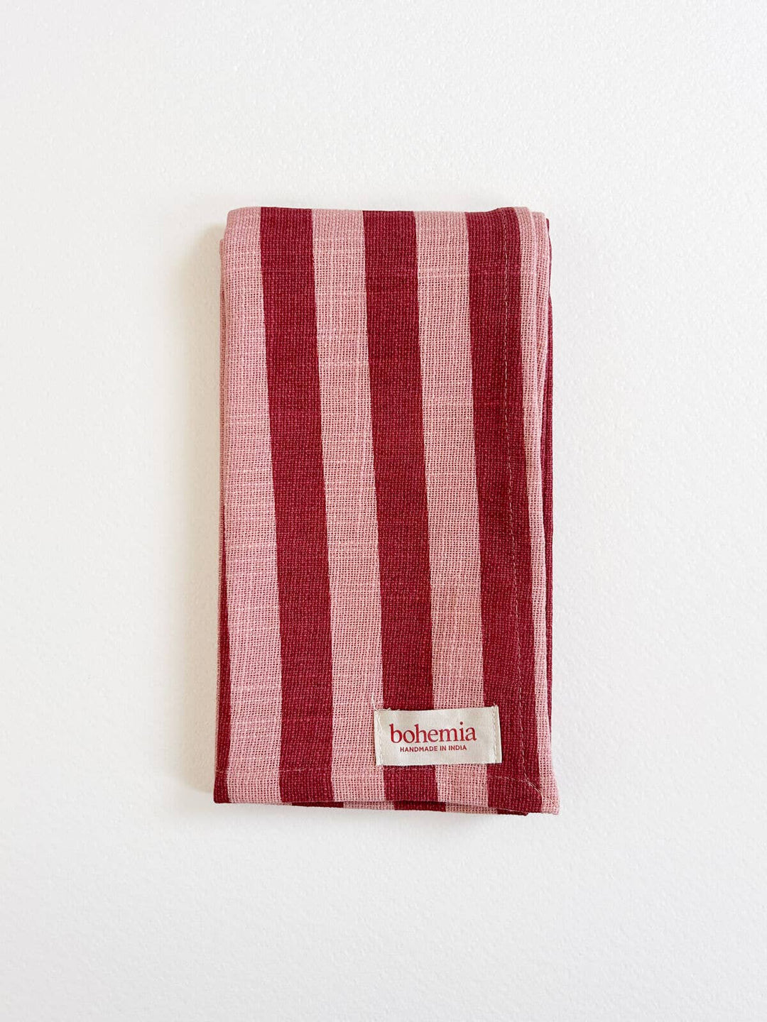 Jaipur Stripe Tea Towel, Pomegranate
