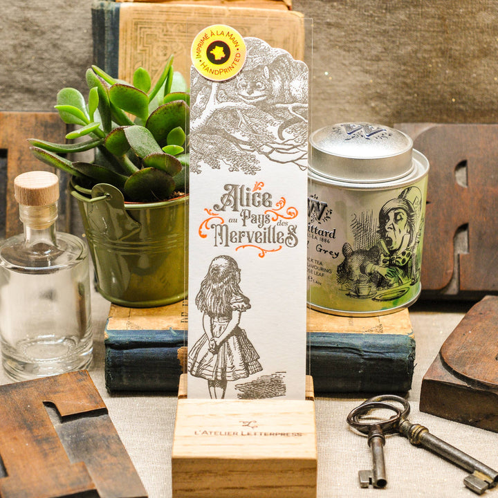 Letterpress Bookmark Cheshire Cat - Alice in Wonderland