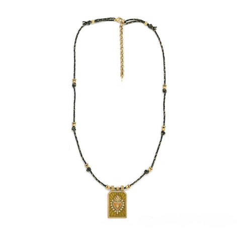 Flaming Heart Moss Green Necklace