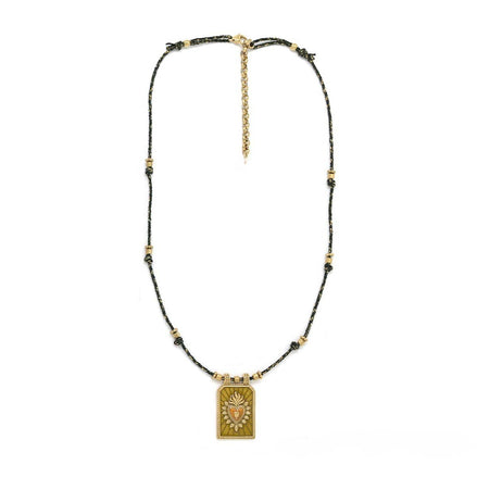 Flaming Heart Moss Green Necklace