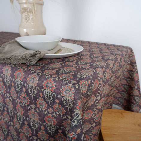 Linen Block Print Tablecloth