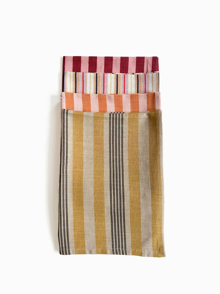 Jaipur Stripe Tea Towel, Pomegranate