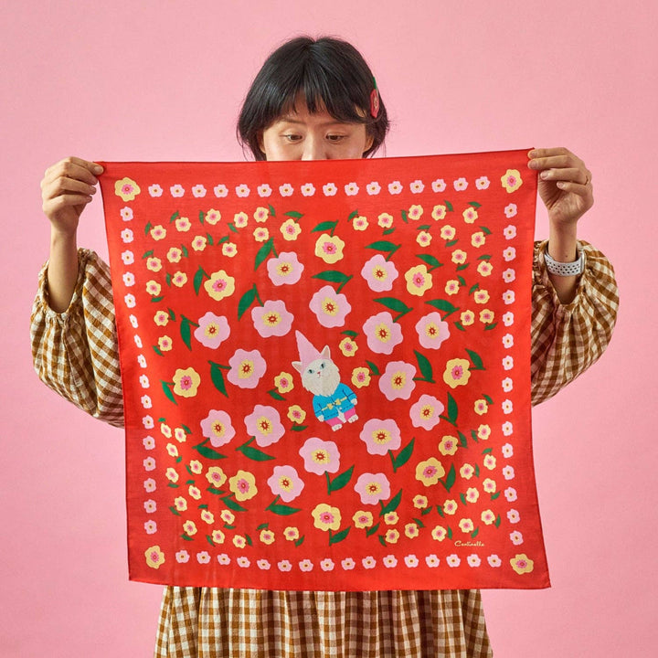 CAT GARDEN GNOME -  Cotton Silk Bandana