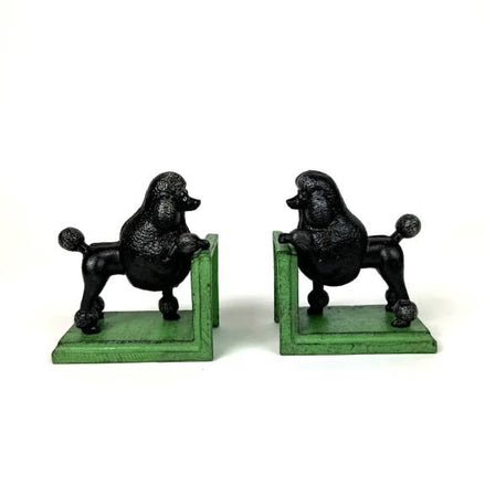 Cast Iron Antiqued Pair of Black Poodle Bookends