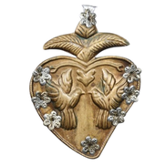 Antique Gold Dove Ex-Voto Heart Wall Décor