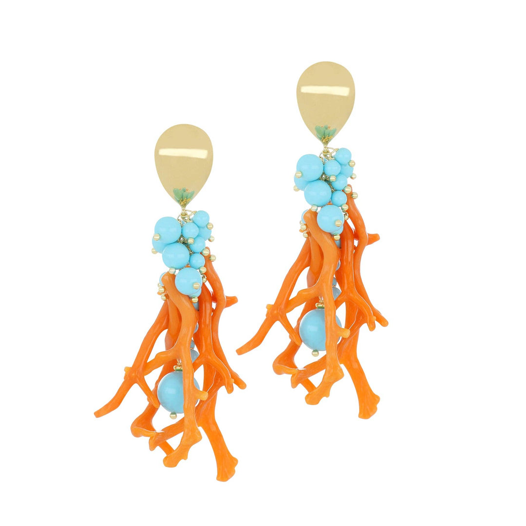 Turquoise and Coral Earrings