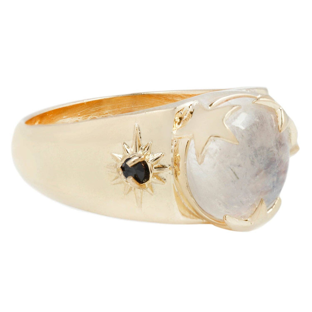 Luna Signet in Moonstone/Black Spinel/Gold