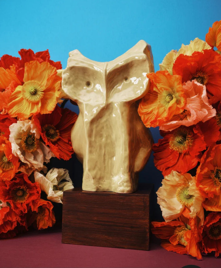 Owl vase  yellow After Midnight