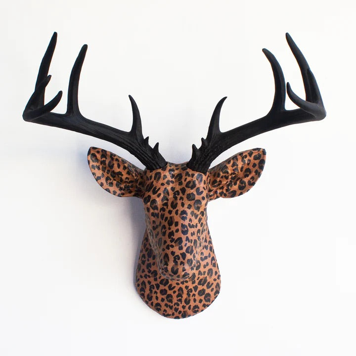 Leopard Print Fabric Deer Head